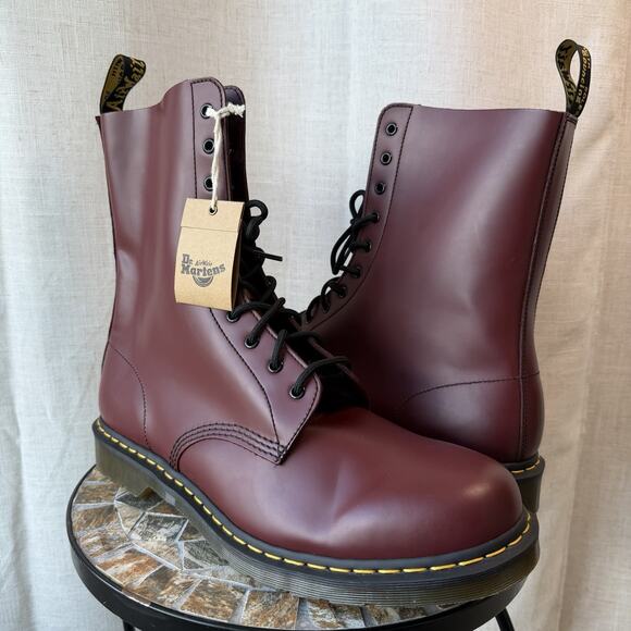 Dr. Martens 1490 Oxblood Smooth Leather 10-Eye Boots US 16 | Punk Icon | NWT Y2K - Picture 2 of 16